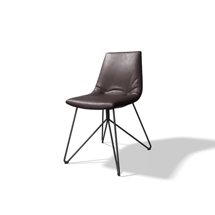 elegant dining chair lui with leather and wire frame in black matt