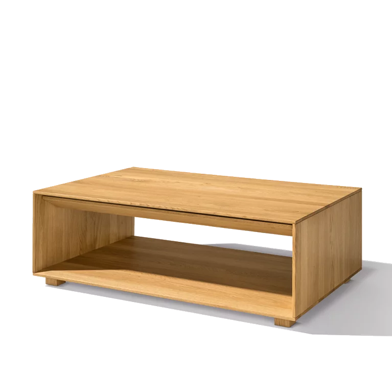 lux Couchtisch mit Schublade und Stauraum aus Echtholz Eiche