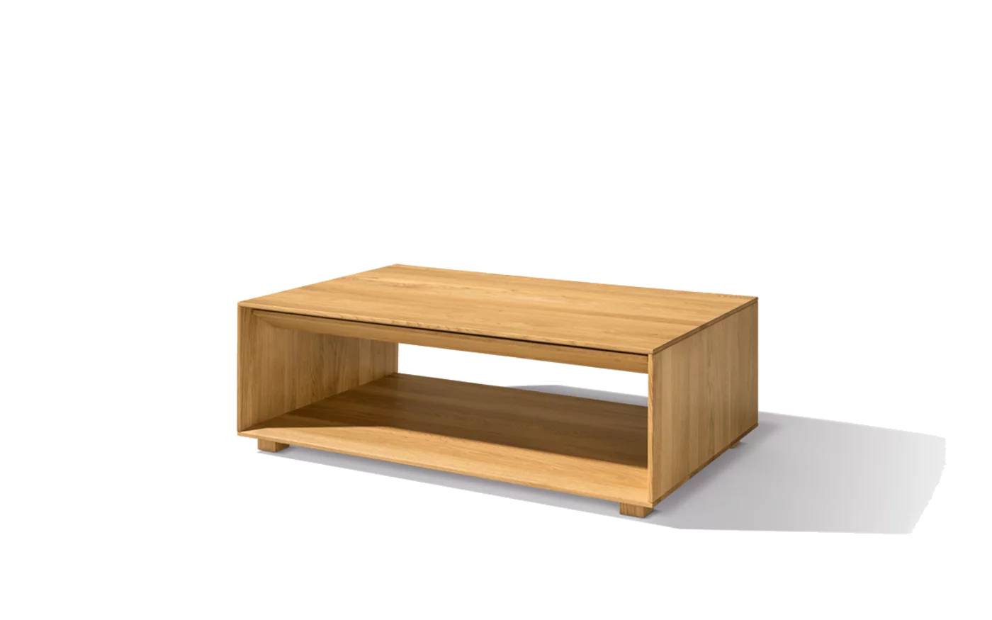 lux Couchtisch mit Schublade und Stauraum aus Echtholz Eiche