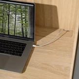 cable outlet from the sophisticated desk intermediate unit in solid oak white oil, detailed view