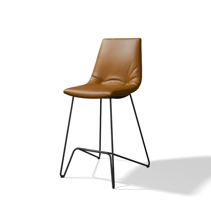 lui bar stool in leather with black wire frame