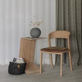 dining chair in oak white oil with sidekick side table mylon dining chair in oak white oil with leather seat shell and sidekick side table
