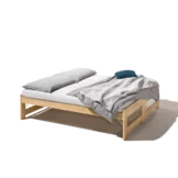 praktische Tandemliege in Eiche Weiß massiv