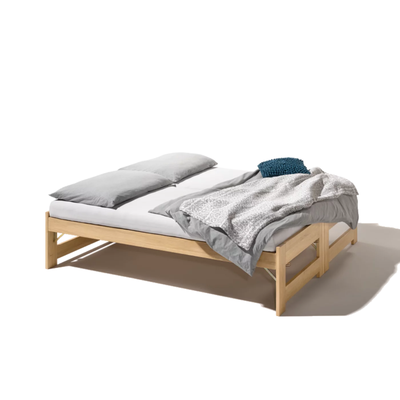 praktische Tandemliege in Eiche Weiß massiv