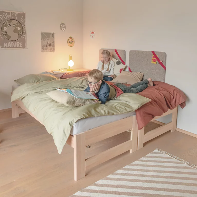 Tandemliege kids ausgezogen in Erle Weißöl massiv