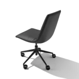 lui office swivel chair in leather on black matt swivel base with castors