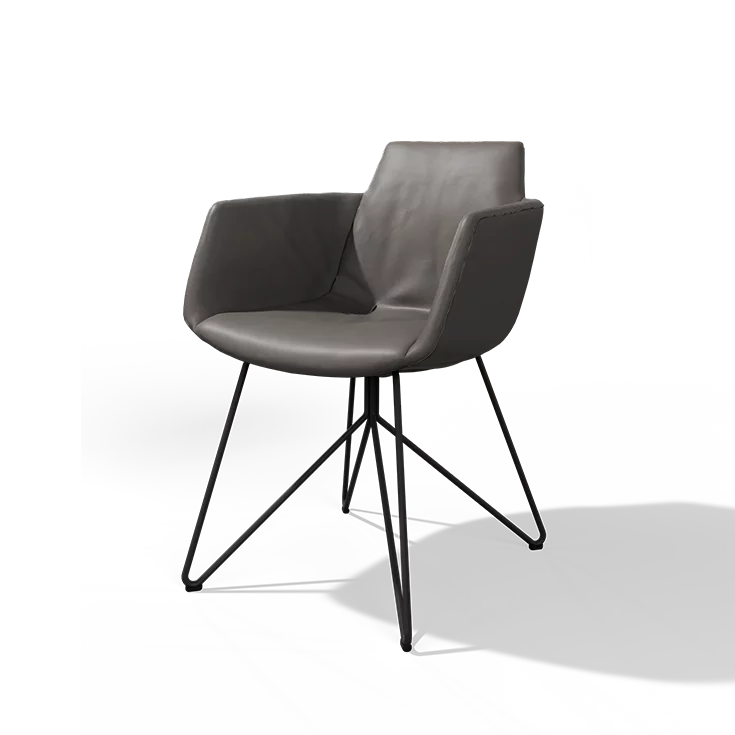 comfortable upholstered chair grand lui in fabric with black matt swivel base