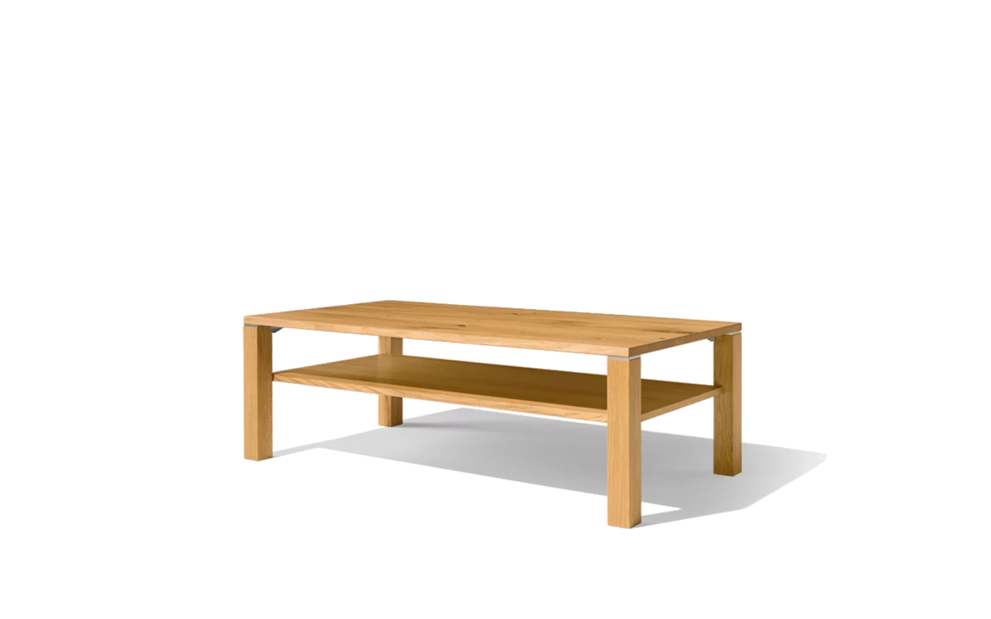 cubus square coffee table with storage space in wild oak wood