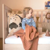 kids cot made of natural wood kids cot in solid alder white oil with height-adjustable slatted frame