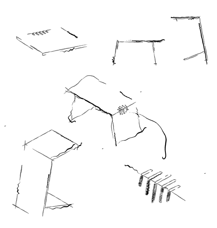 sketches of the sidekick side table by designer Stefan Radinger
