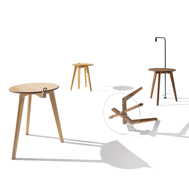 Beistelltische hi! aus verschiedenen Holzarten mit Naturholzplatte, Glasplatte oder Leseleuchte