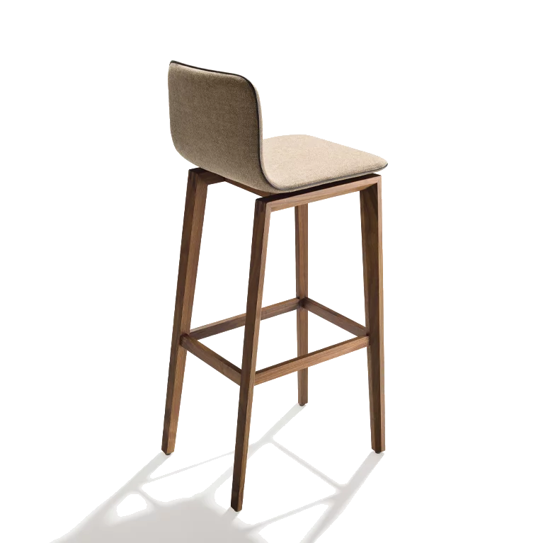 Holzbarhocker ark Nussbaum Holzbarhocker ark Nussbaum mit Lehne gepolstert