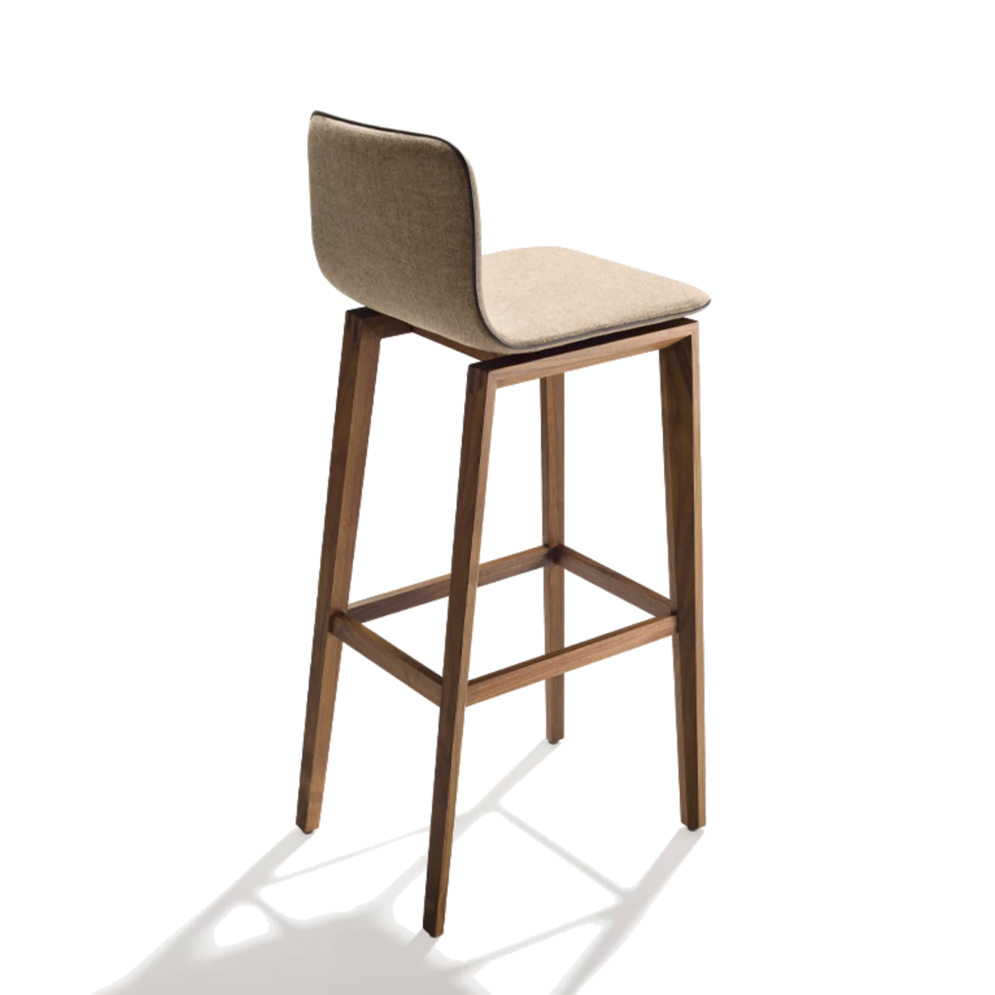 Holzbarhocker ark Nussbaum Holzbarhocker ark Nussbaum mit Lehne gepolstert