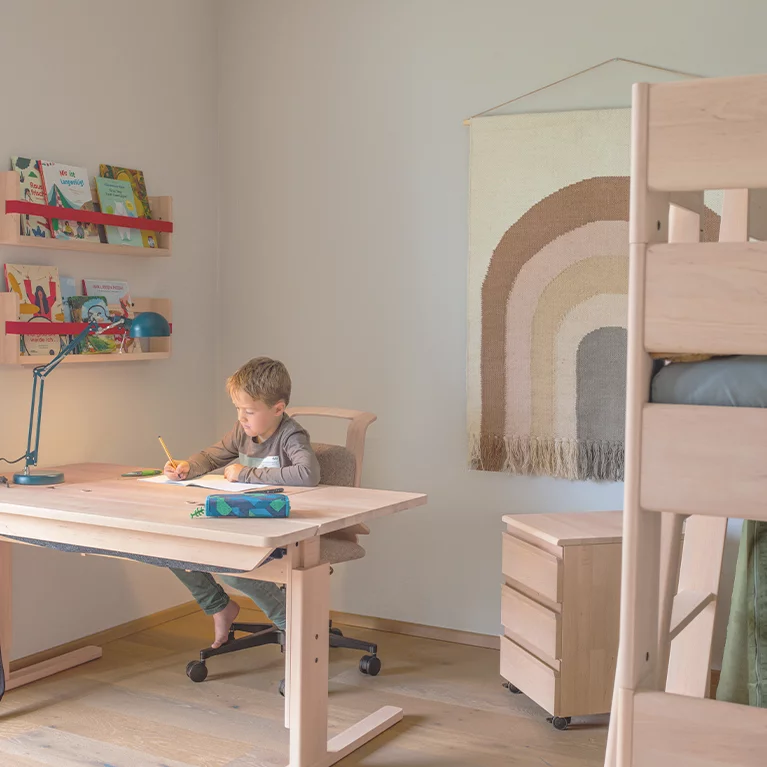 roll container kids in solid wood alder white oil roll container kids with drawers in combination with children's desk, chair and decorative shelf