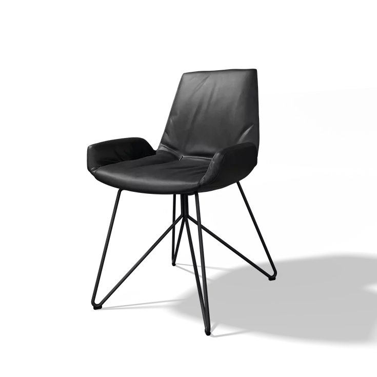 lui plus dining chair in leather with wire frame in matt black