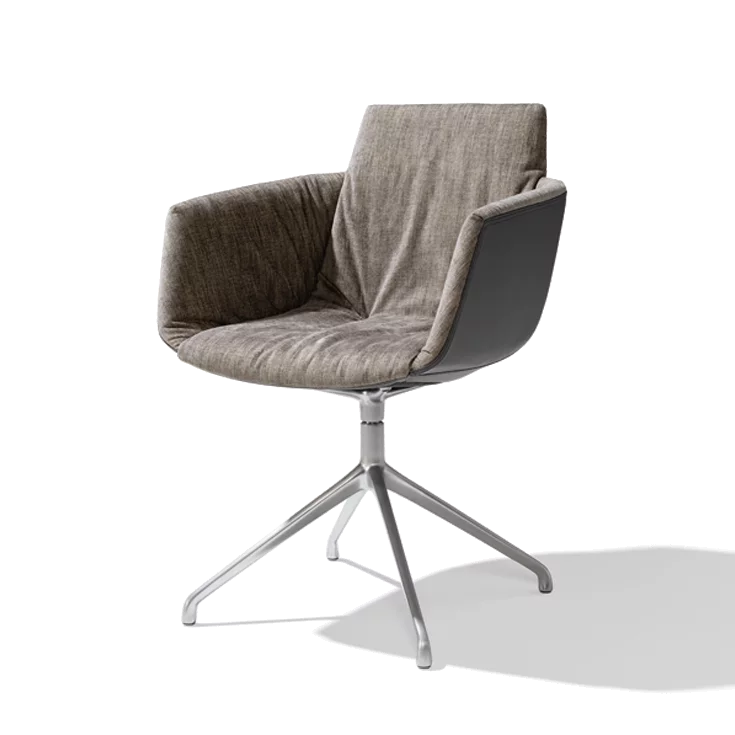 upholstered chair grand lui with swivel base in glossy
