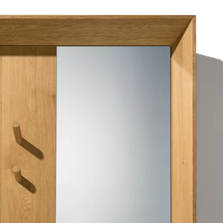 haiku wardrobe combination detail with mirror in solid wild oak