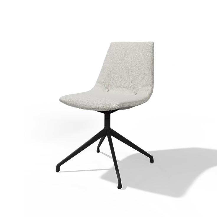 upholstered chair lui in fabric with swivel base in matt black