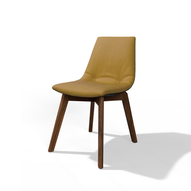 lui dining chair in fabric with walnut wooden frame