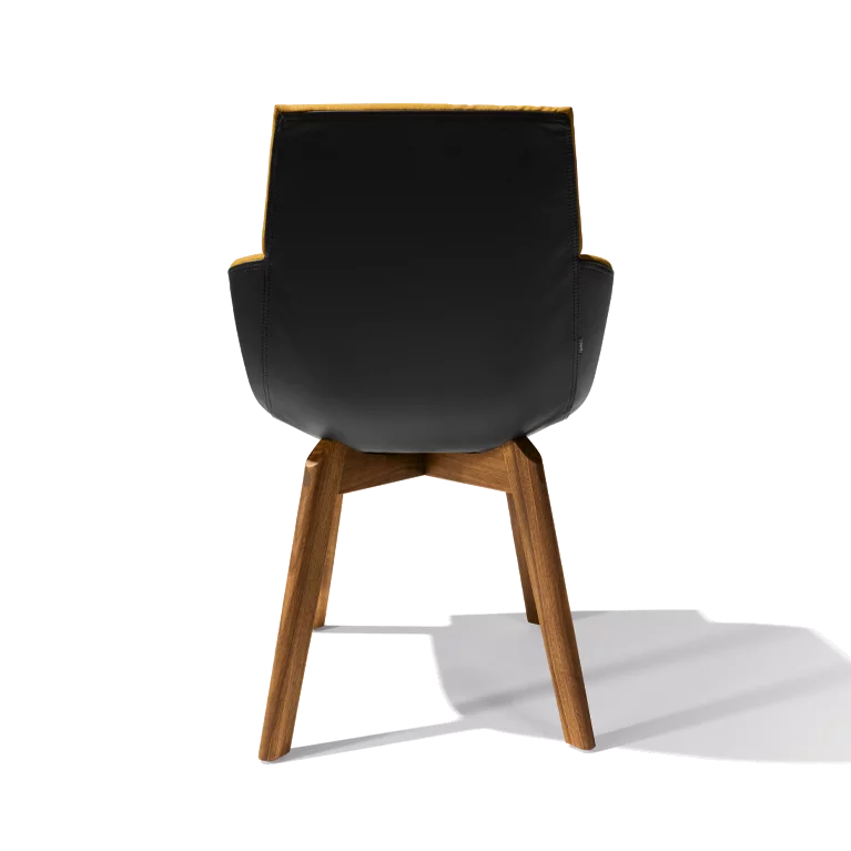 Polsterstuhl lui léger aus Stoff mit Holzgestell aus Nussbaum, Rückansicht