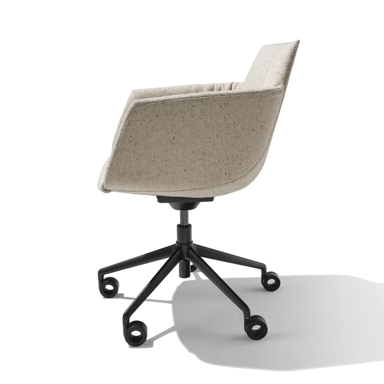 grand lui desk chair in fabric with swivel base in matt black