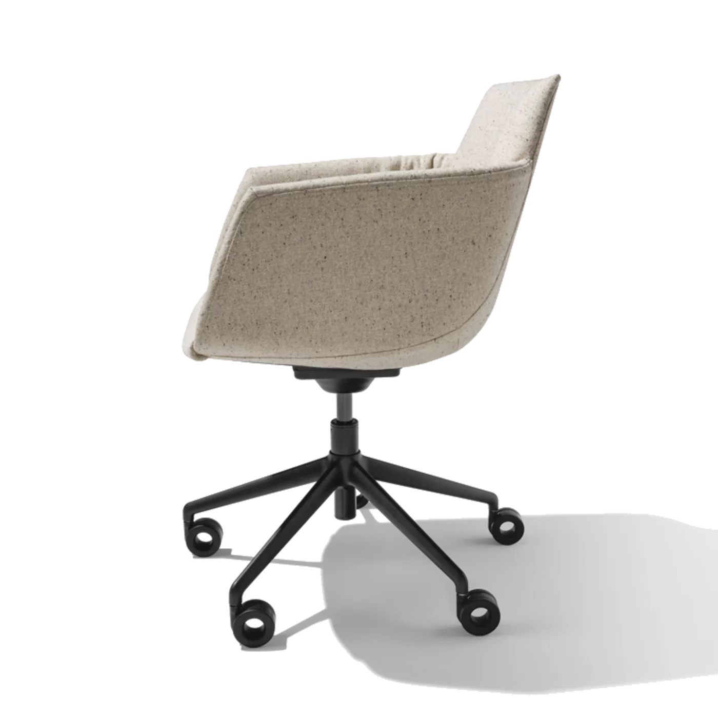 grand lui desk chair in fabric with swivel base in matt black