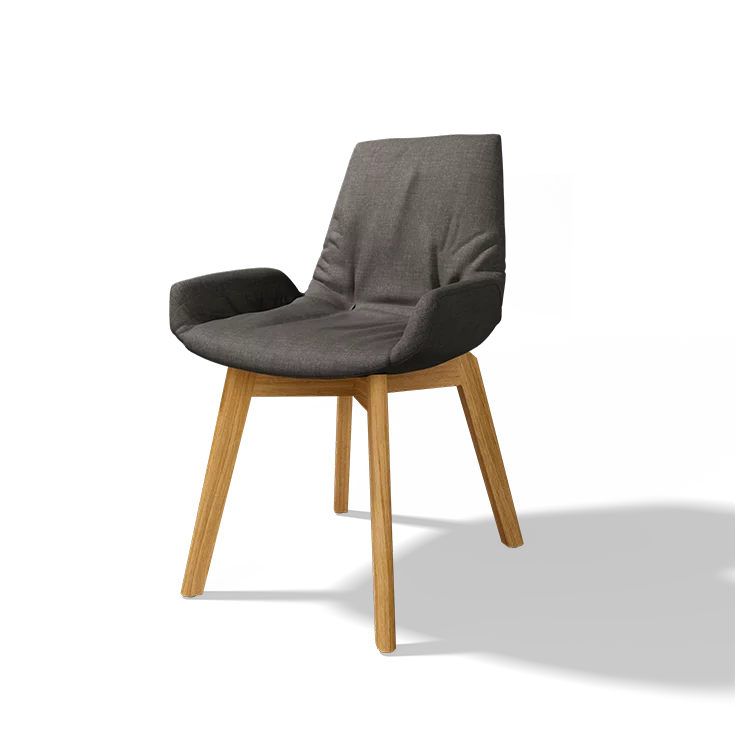 dining chair lui plus upholstered in fabric with wooden frame in oak