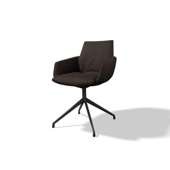 lui léger swivel chair in fabric and without castors with a swivel frame in black matt