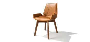 upholstered chair lui plus with wooden frame in walnut