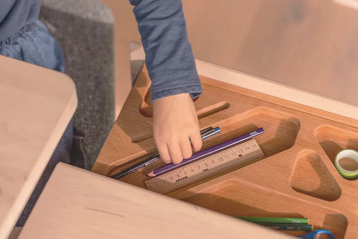 kids Rollcontainer mit Sitfeinsatzlade in Buche massiv