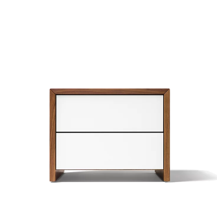 lunetto occasional furniture in walnut with glass fronts