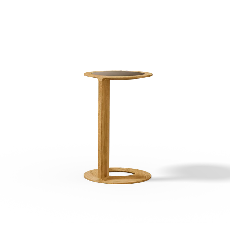 loup Beistelltisch in Eiche massiv mit Farbglas bronze matt