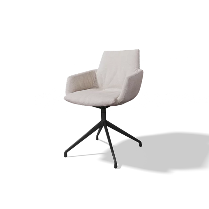 lui léger swivel chair in fabric and without castors with a swivel frame in black matt