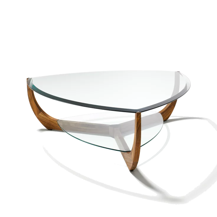 living room table juwel made of walnut wood with glass tops for storage space