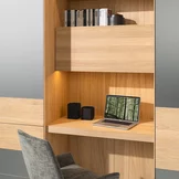 simple intermediate element as a desk in white oak white oil