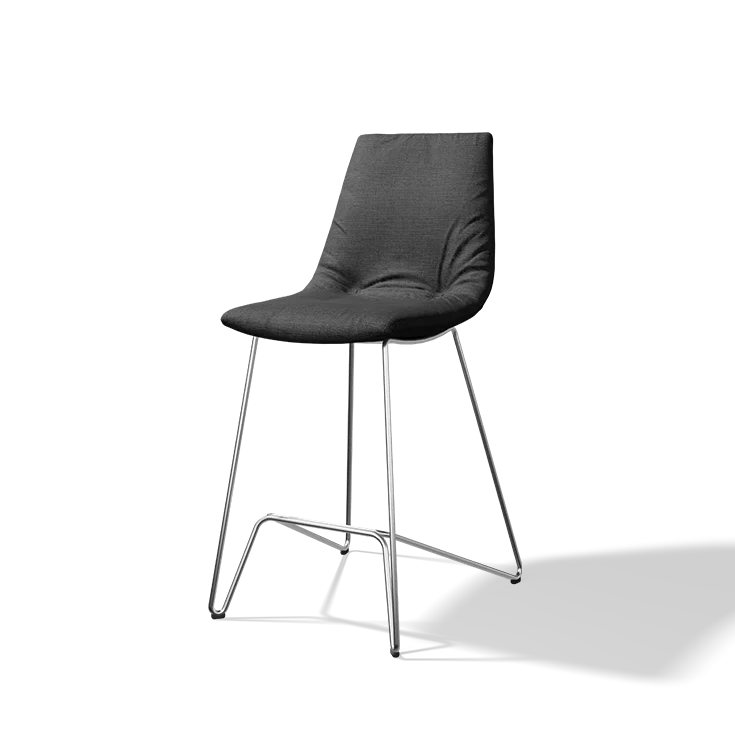 lui bar stool in fabric with shiny wire frame