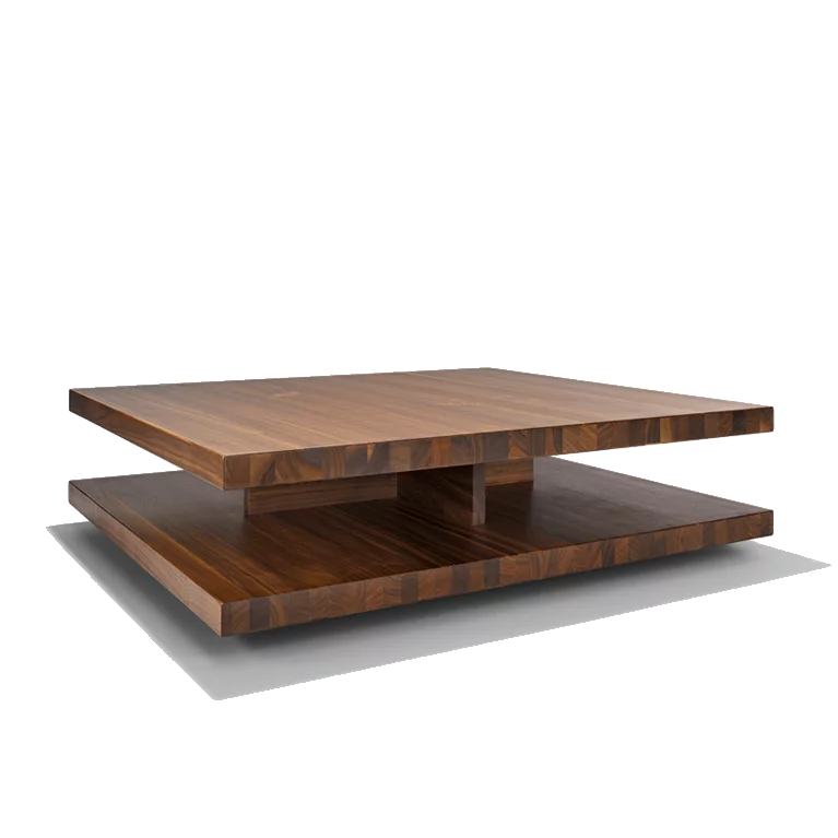 viereckiger Couchtisch c3 mit Stauraum in Vollholz Nussbaum