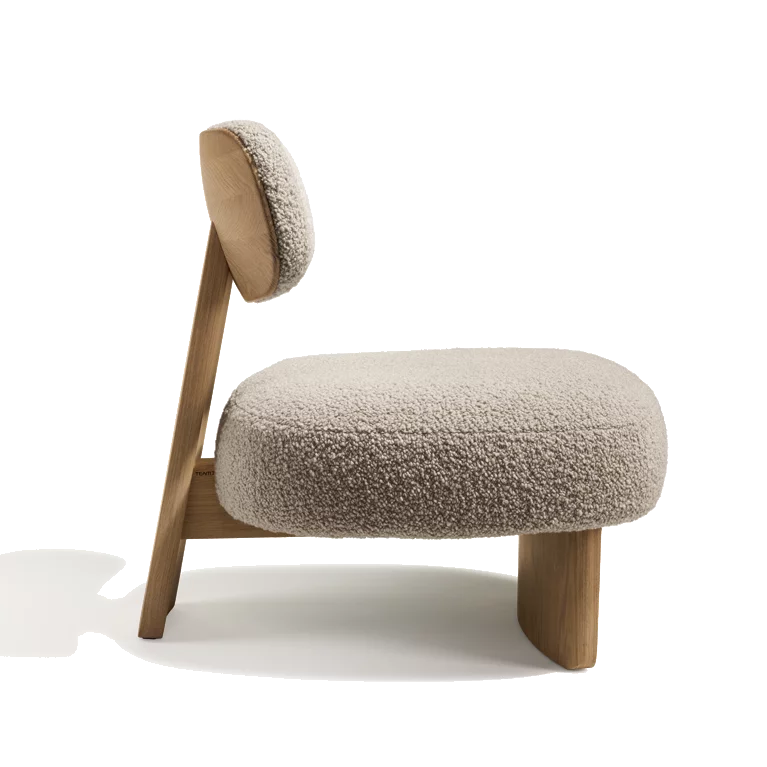 elegant elliot lounge chair in solid oak with nimbus fabric