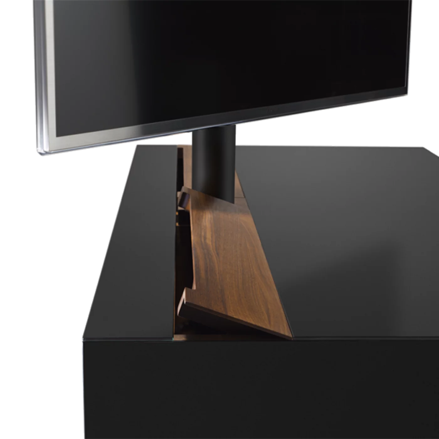 home entertainment unit in solid walnut with screen