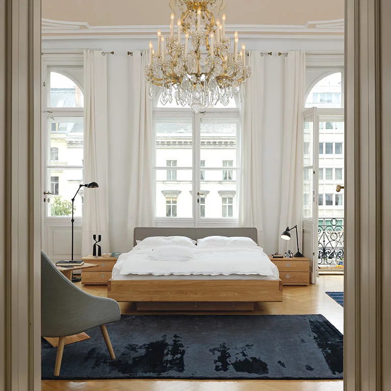 nox bedside cabinet in swiss pine with a large drawer together with the nox bed