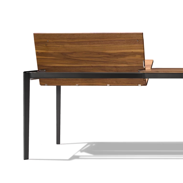 extendable dining table tak made of solid wood in walnut