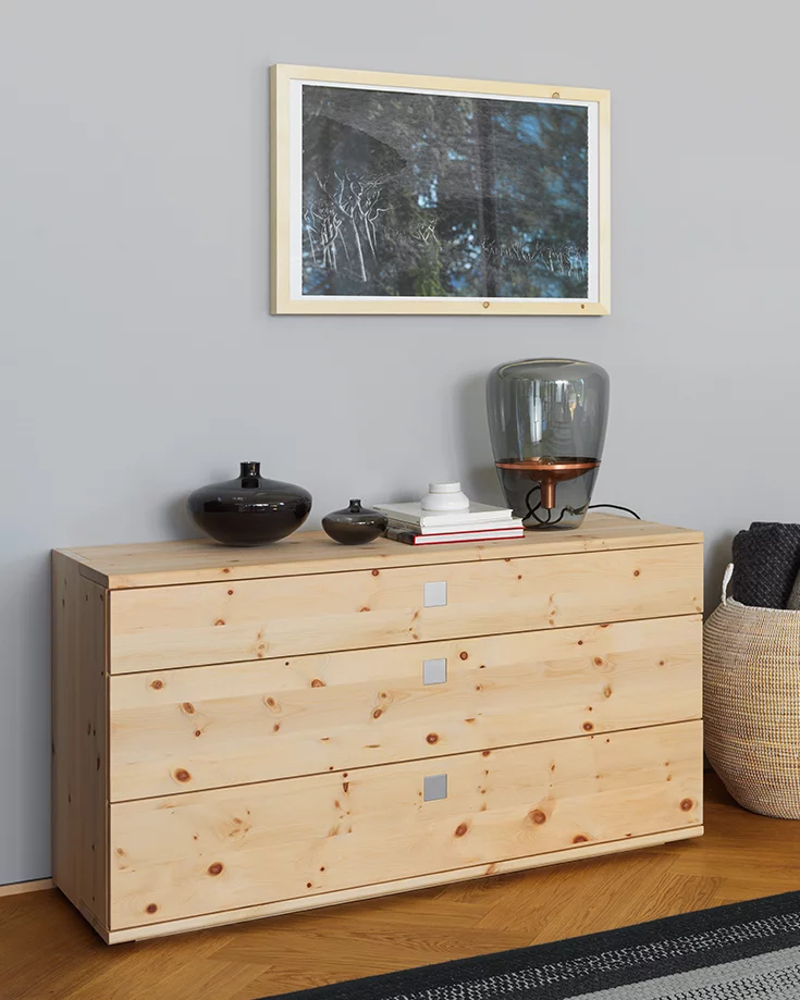 modern nox solid wood chest of drawers in swiss pine not oiled