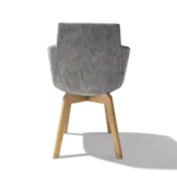 comfortable upholstered chair grand lui with wooden frame in oak white oil, back view