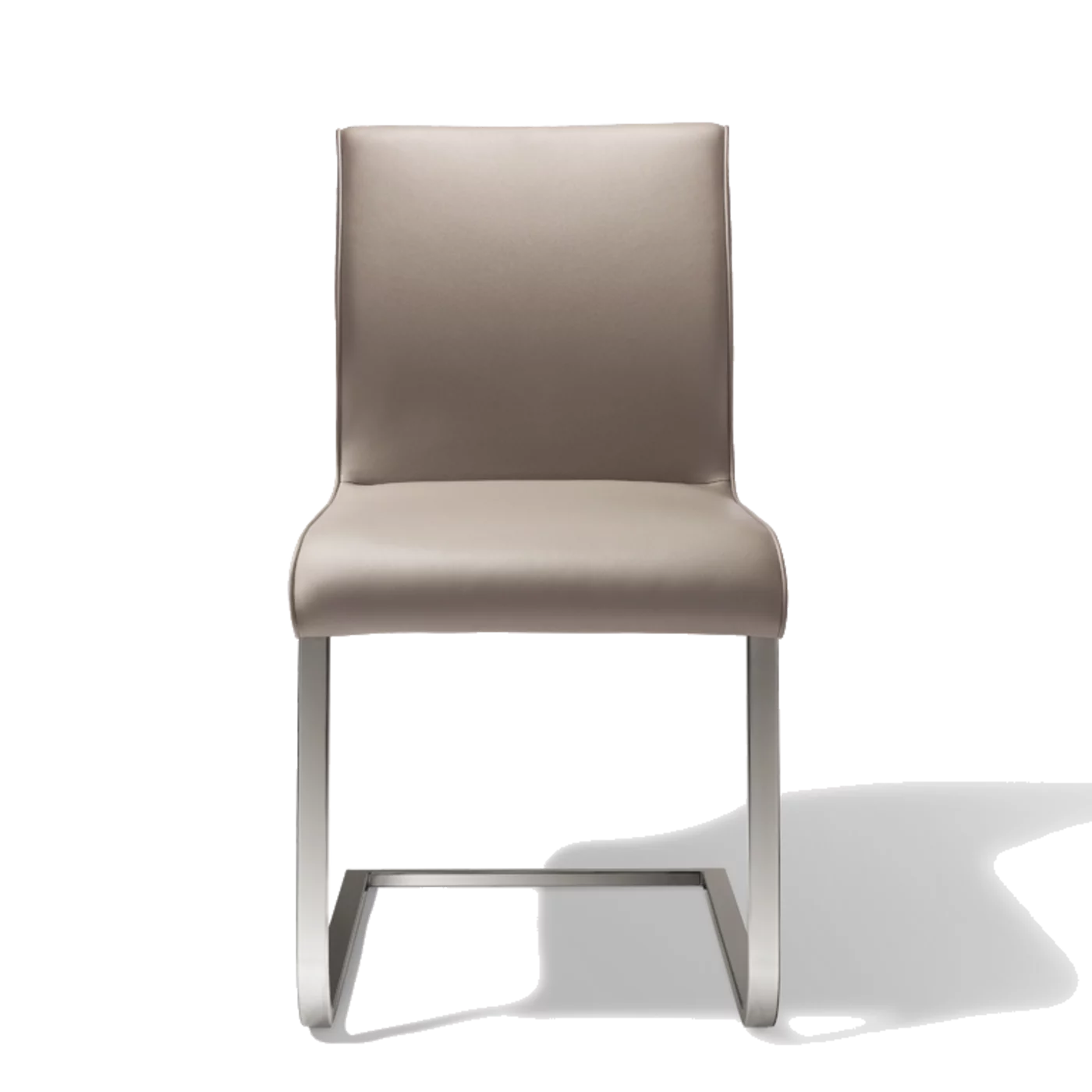 magnum upholstered cantilever chair with glossy frame, front view