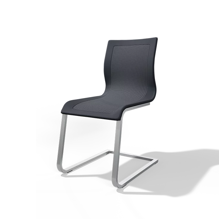 magnum cantilever chair in stricktex with base frame in stainless steel finish