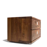 bedside cabinet nox in solid walnut, side view