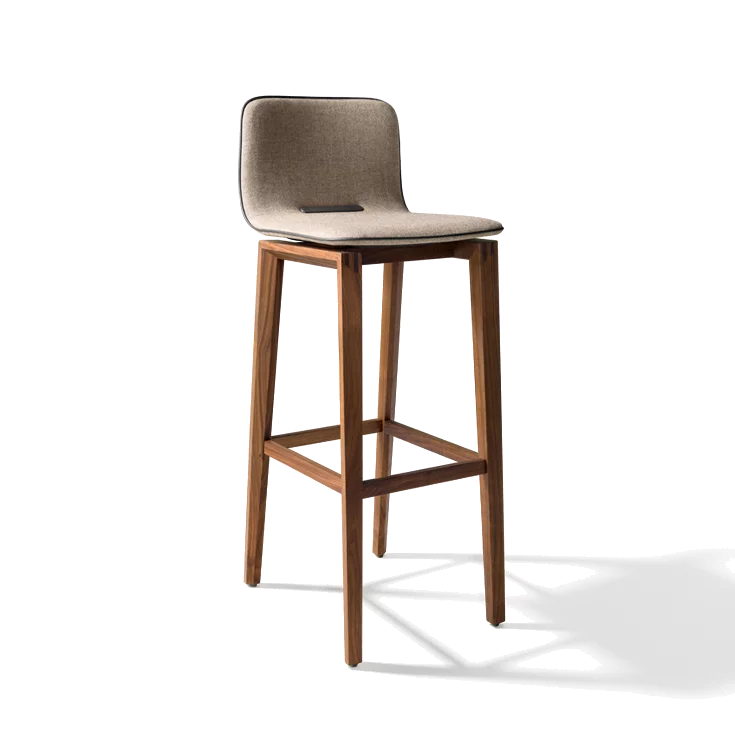 stylish bar stool ark upholstered in walnut