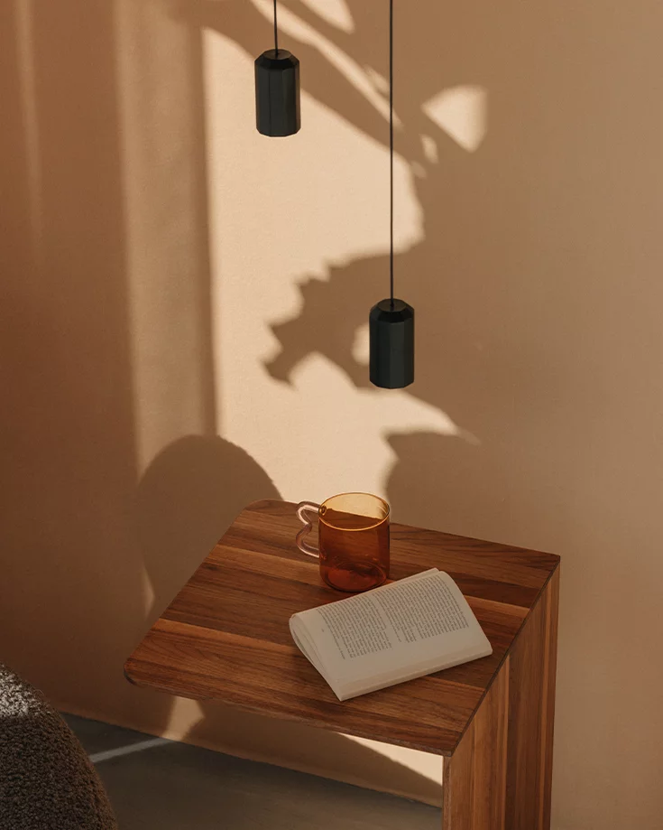 clip Beistelltisch mit dem elliot Lounge Chair in Nussbaum massiv