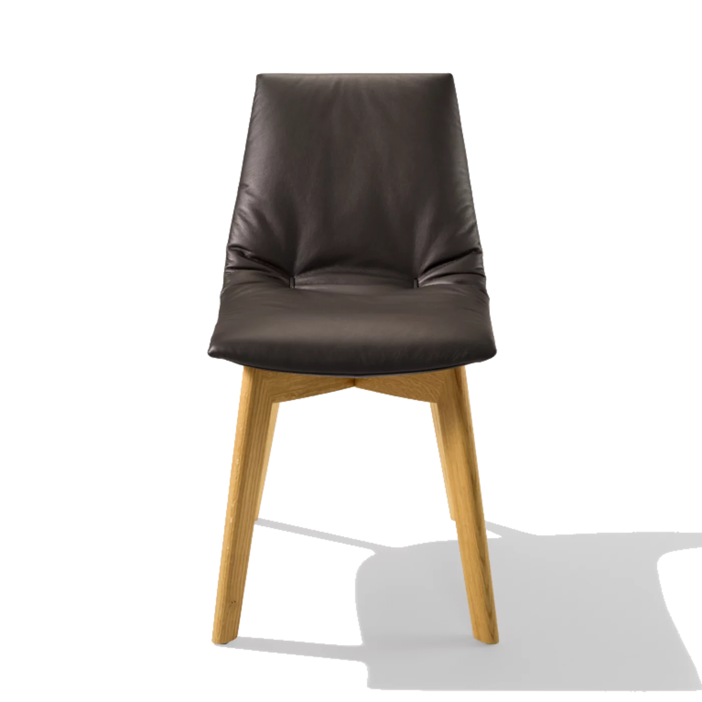 lui office swivel chair in leather on black matt swivel base with castors