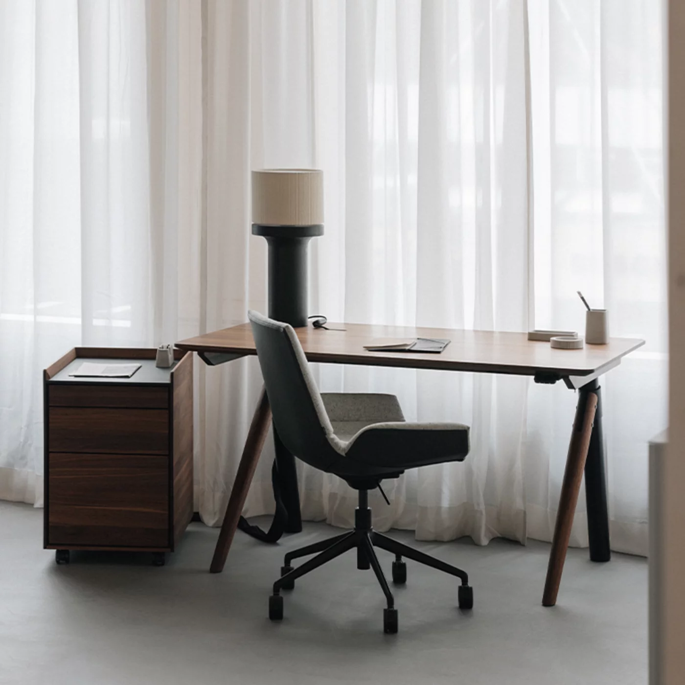 home office mobile pedestal with desk and desk chair pisa mobile pedestal and desk in solid walnut with lui plus office swivel chair